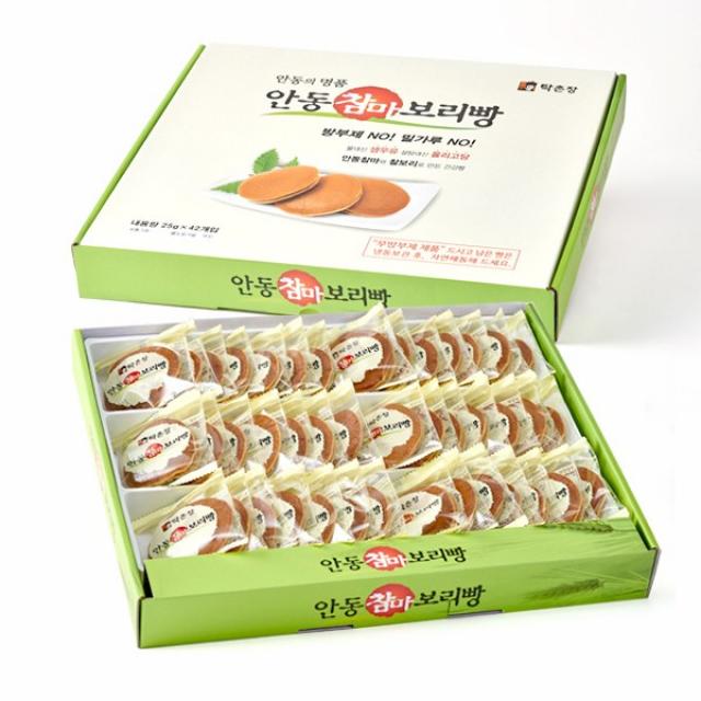 탁촌장 쫀득쫀득 국민간식 마약빵 안동참마 찰보리빵, 25g, 42개입