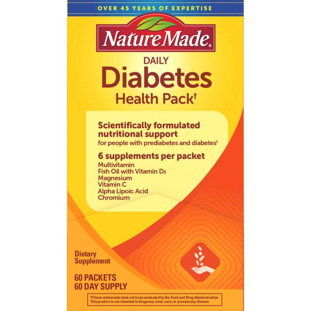 Nature Made 네이처 메이드 데일리 당뇨 건강 영양제 Diabetes Health 60팩 (60일분,유효기간 2023-06-30)