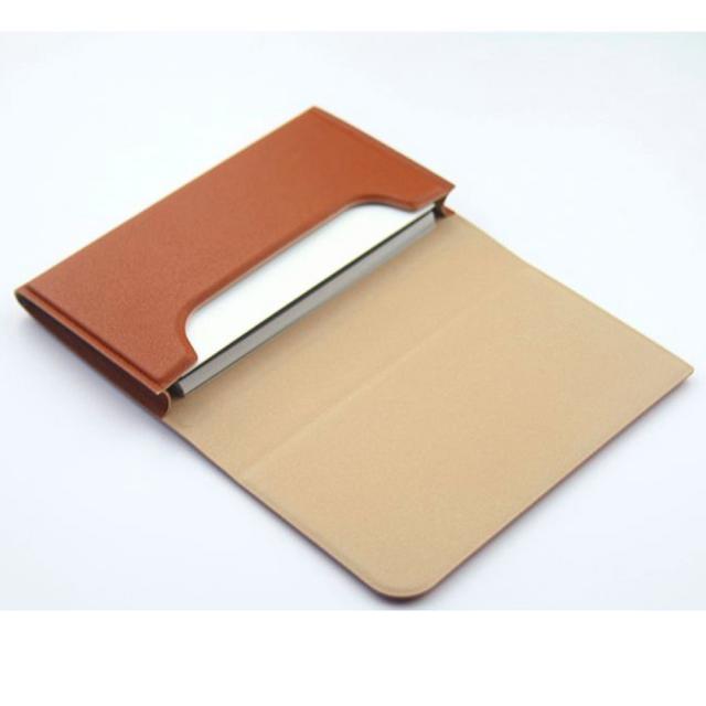 무지컬러 깔끔한 명함지갑 브라운 가죽느낌 카드케이스 단일색 전화번호 성함 직책 카두 심플 캐이스