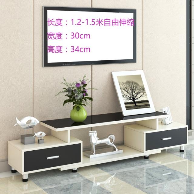장식장 강화유리 신축 텔러비전선반 티테이블 조합 심플 모던 유럽풍 소형 거실 텔레비전, C07-2뽑기(소프트화이트+까막까치+검은유리)