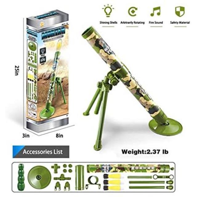 DOMOEY 장난감 박격포 대포 대포 곡사포는 어린이를위한 3 안전 폼 Shells.Novelty 선물로 Launch.Milit, One Color