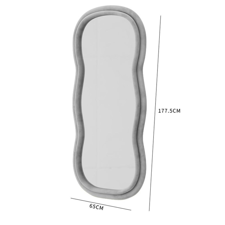 전신거울 소프트 웨이브 벨벳 인테리어 옷가게 미용실 현관 미드센츄리, 멜란지그레이