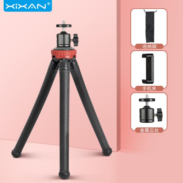 핸드폰 삼각대 Xinxian TP08 문어 삼각대 휴대 전화 스탠드 휴대용 문어 vlog 핸드 헬드 PTZ SLR 마이크로 단일 범용 삼각대 셀카 문어 미니 데스크탑 사진 Vibrato 소형 카메라 스탠드유튜브 삼각대, NONE, 색상 분류: [간체 버전] 짐벌을 보낼 검은 색과 빨간색 휴대폰 홀더