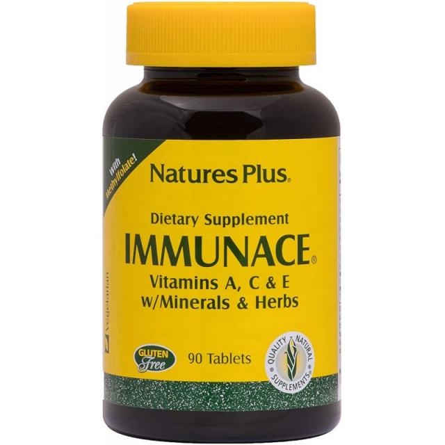 NaturesPlus ImmunAce-90 채식주의 정제-비타민 A C & E를 가진 면역성이있는 건강 보충 교재-무기물 &, 1, 단일상품