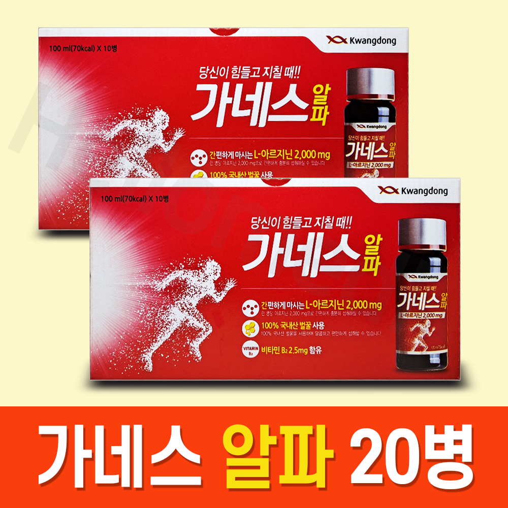 광동 가네스 알파 100ml x20병 만성 피로 회복 음주전후 음료, 2박스 (20병)