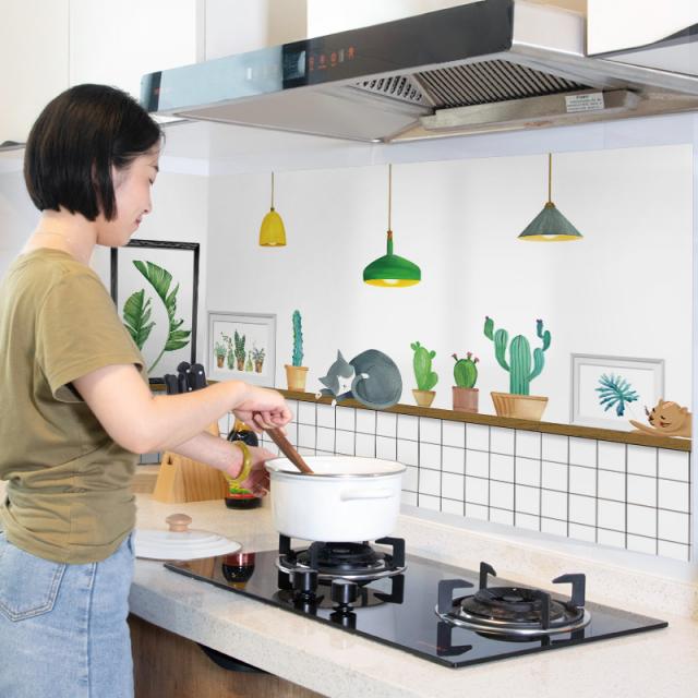 웅스토어 북유럽 벽데코 타일 스티커 주방 오일 방지 캐비닛 아궁이용 고온에 견디는 자기 접착, 컬러반군(+폭20060고)