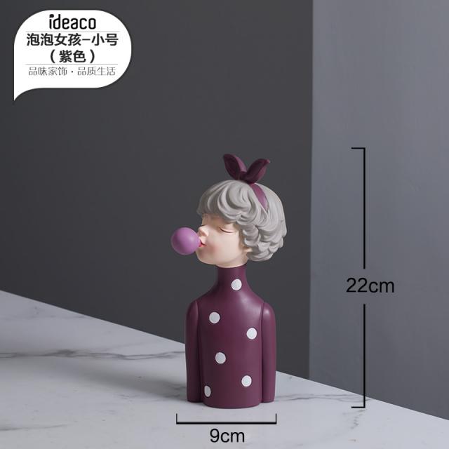 풍선부는 소녀 장식 공예 북유럽 거실 TV 캐비닛 룸 장식, 버블 걸 퍼플 트럼펫