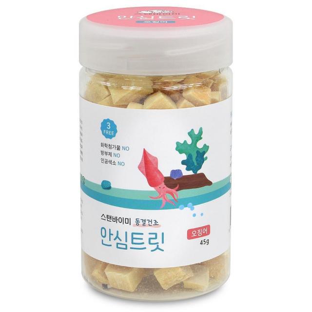 펫간식 동결건조 안심트릿 오징어 45g 강아지영양식 요크셔테리어간식 불도그간식 웰시코기간식 건강한간식, 1개