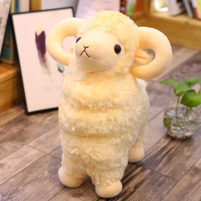 여아 생일선물 귀여운 작은양 봉제인형 어린 소녀 아들 딸 선물 인형 애착인형 귀여운 양 라마 여자친구, 노란색, 40센티cm