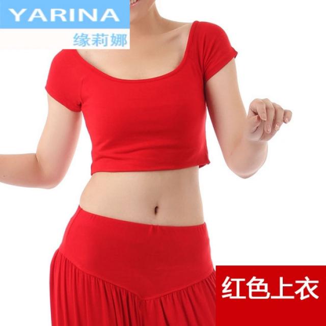 YARINA 요가복 상의 반팔 여성 운동 헬스복 댄스복 몸치장함 공복 벨리댄스 크롭조끼