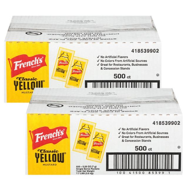 French's 프렌치스 일인용 머스타드 Mustard Packets 500개입 2팩