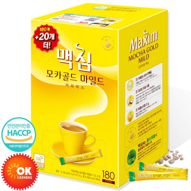 맥심 [맥심] 모카골드 커피믹스 180T +20T 총200T, 200개, 12g