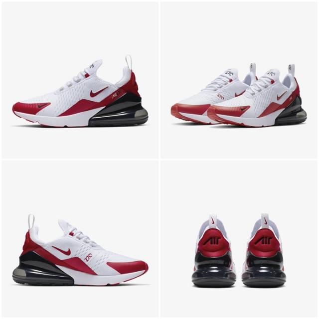 (해외상품) 나이키 100스퀘어 맥스270 화이트 유니버시티레드 무연탄 CJ0550-100 Air Max 270