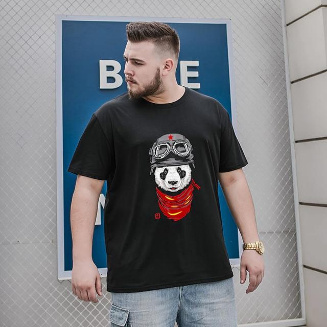 위파인더 뚱뚱한 오빠 라지남 반팔 남루 뚱보 티셔츠 땡땡이 판다 프린트에 살 찌우기, 7XL