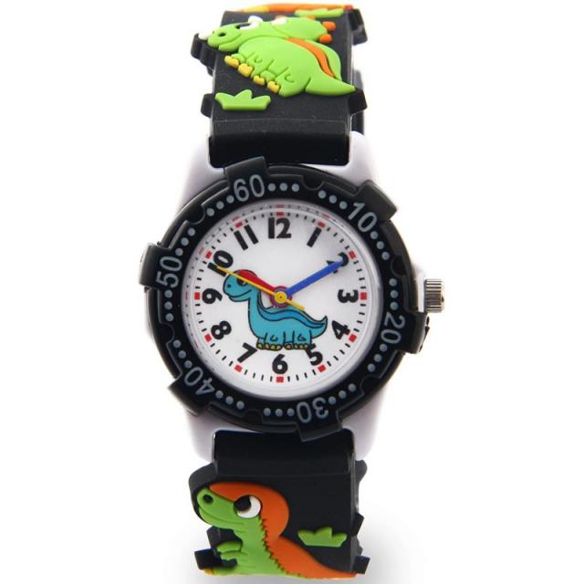 ARIALK 어린이 시계 어린이 시계 보이즈 소년 남자 아날로그 공룡 시계 퇴원 입학 선물 (블랙) [병행 수