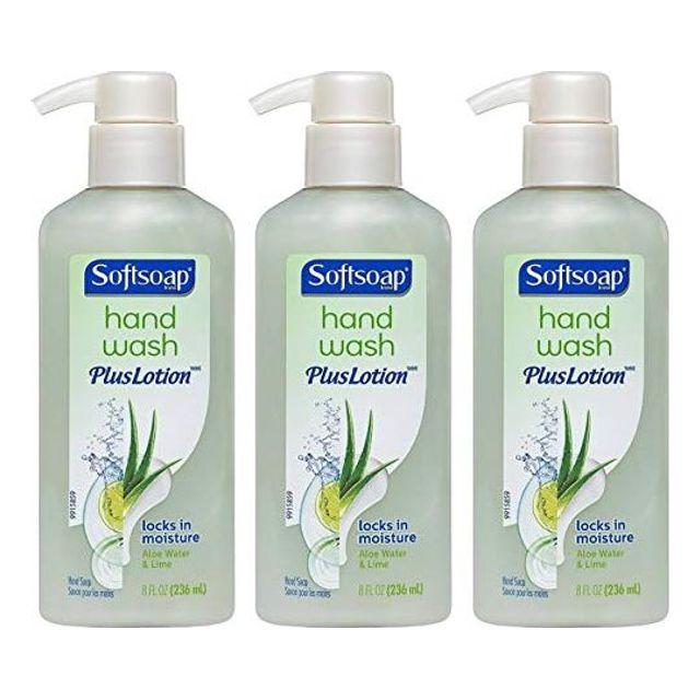 Softsoap 손 세척 플러스 로션-알로에 물 석회-Net Wt. 병당 8 FL OZ (236 ML)-3 병 팩, 1004ahri 1