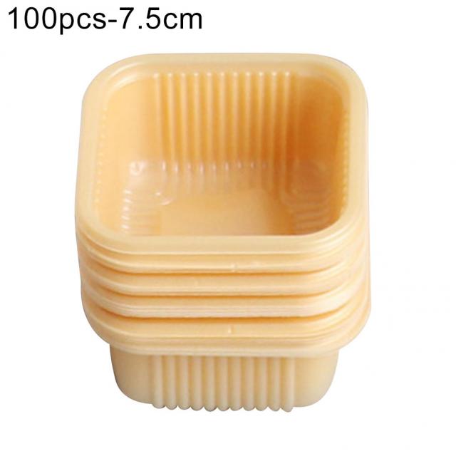 OEM 100Pcs 플라스틱 스퀘어 골든 문 케이크 패키지 상자 달- 노른자 퍼프 용기 장식, 골든-7.5 cm