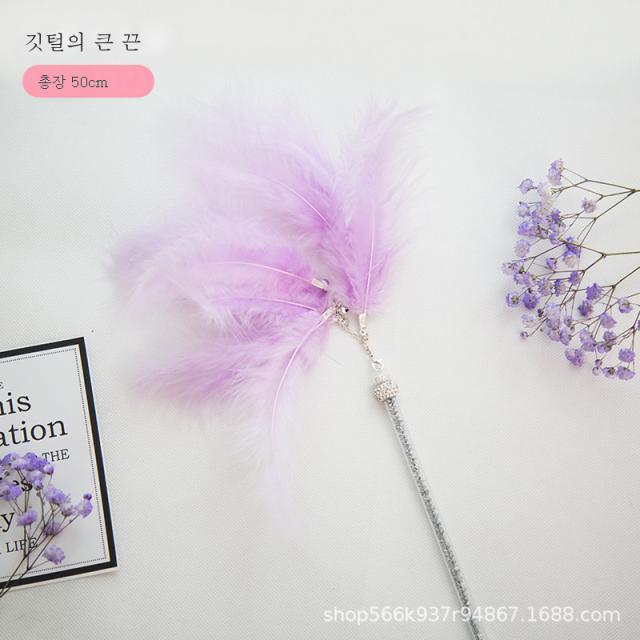 장난꾸러기 선녀 장난꾸러기 태슬 방울 깃털 상호 작용 장난꾸러기용품 방울 조합 고양이 용품, 큰문자열깃털고양이스틱꿈보라색