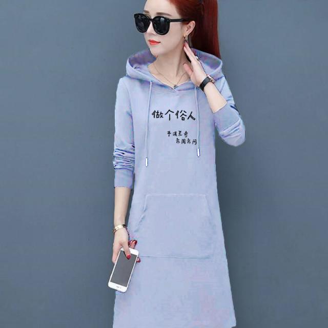원피스비키니 가을겨울 기모 여성원피스 홍콩스타일 mm루즈핏 날씬해보이는 후드티 미들롱타입 이너스커트