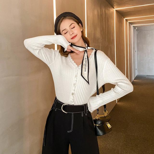 정식 니트가디건패션 MG 작은상 봄계절 스타일리시 페블럼라인 여성 캐쥬얼 긴 소매 숏 상의 트렌드