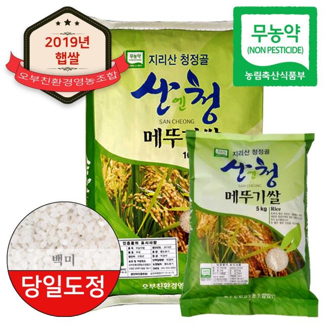 산엔청 산청 지리산 청정골 친환경쌀 무농약 메뚜기쌀 백미 5kg 당일도정, 단일상품