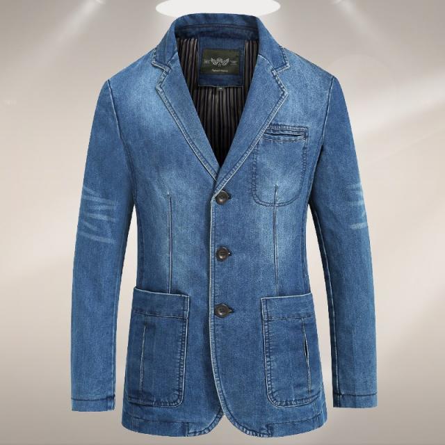 전쟁터 길함 포 캐주얼 정장 남자 코트 와이드 루즈핏 청년 양복 데님자켓 미니 평상복으로 홑옷을 입다
