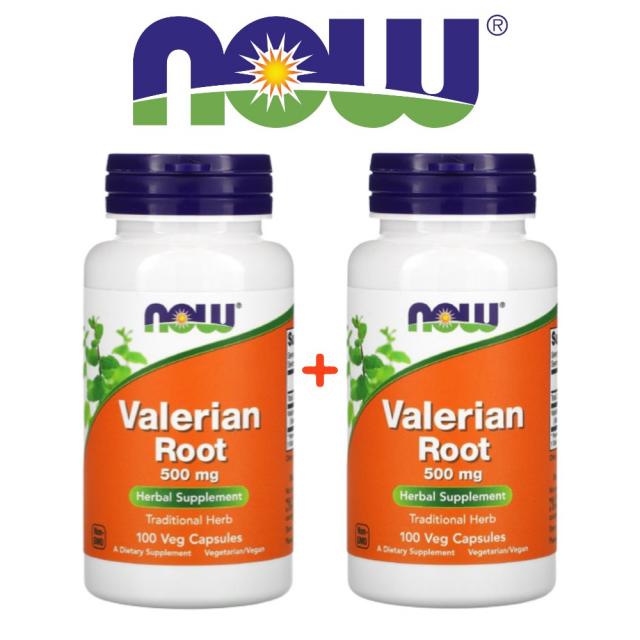 (1+1) 나우푸드 발레리안 루트 Valerian Root 500mg 기분전환 길초근 쥐오줌풀 뿌리 100 베지캡슐 2팩