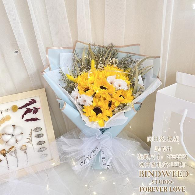 말린 부케 건성 빔안개꽃가지 해바라기기 장미꽃비누 영생 트윈 생일 예의범절 포장 인 엄마, DK 9송이 해바라기기 청과 동막 _