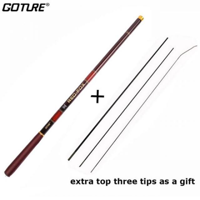 Goture-3.0-7.2m 초경량 탄소 섬유 잉어 낚시대 하천 호수 낚싯대 배스 파이크 송어 텐카라, 01 빨간