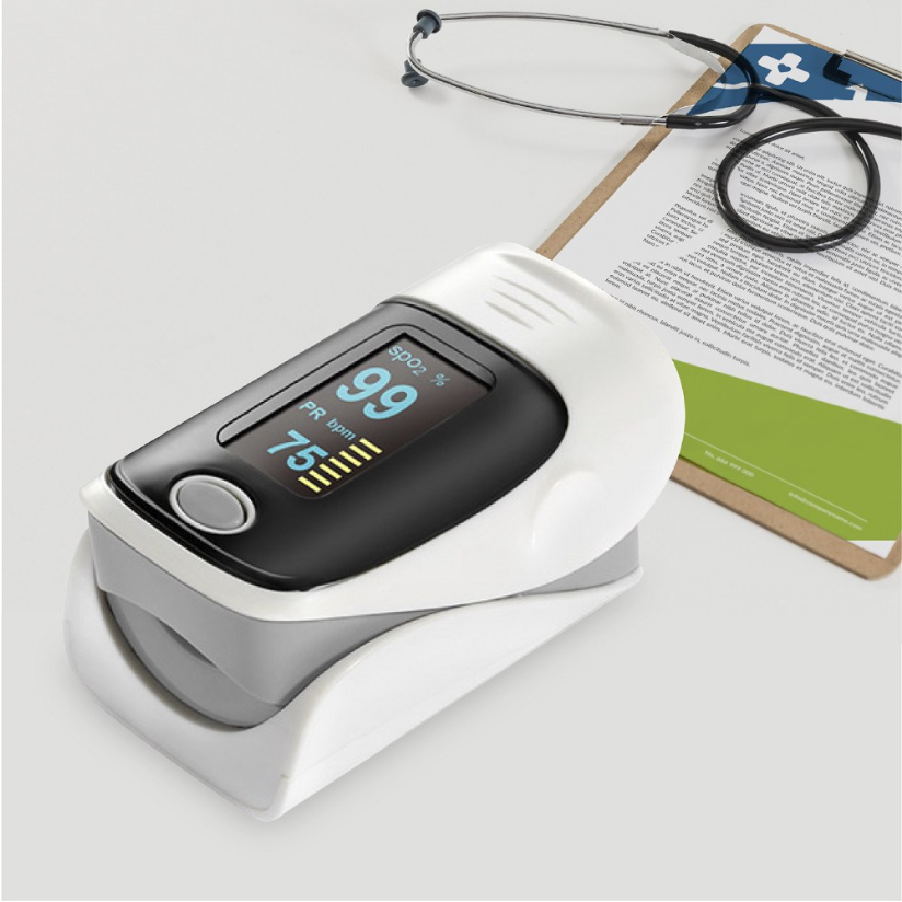 풀템 산소포화도 측정기 산소농도 맥박측정기 Pulseoximeter 한글설명서 제공 화이트