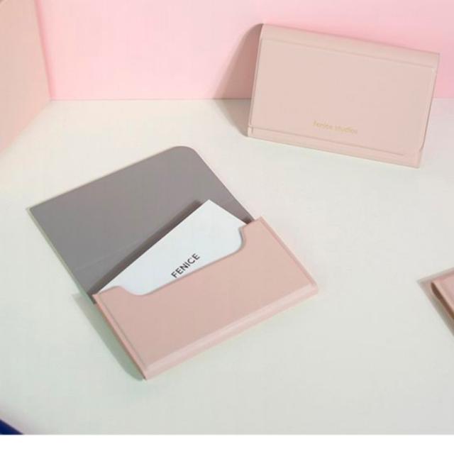 무지컬러 깔끔한 명함지갑 인디핑크 가죽느낌 카드케이스 단일색 전화번호 성함 직책 카두 심플 캐이스