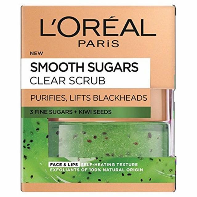 (영국직배) LOreal 로레알 슈가 키위 스크럽 50ml 2팩 Paris Smooth Sugar Clear Kiwi Face and Lip Scrub