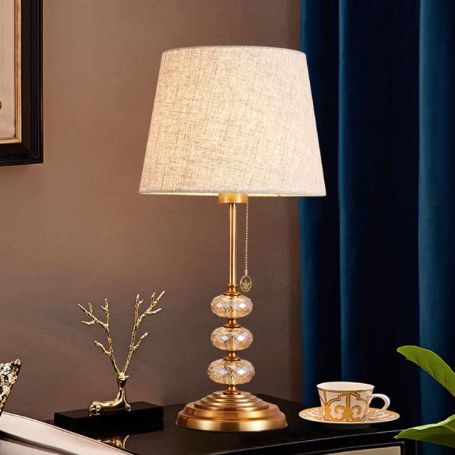 엔틱 스탠드 Copper table lamp luxury crystal American retro living room tea a few warm cloth bed bedroom bed headlights -641579864918, 구리 캐스케이드 +5 와트 와트당겨 와이어 스위치