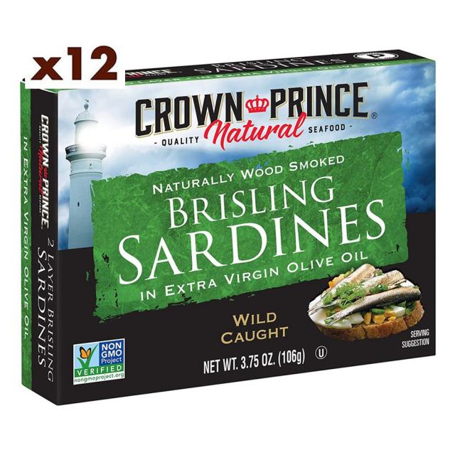 Crown Prince 크라운 프린스 훈제 정어리 Smoked Brisling Sardines 106g 12개