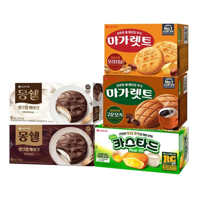 파이 5개입(몽쉘크림+몽쉘카카오+마가렛트+마가렛트 구운모카+카스타드), 파이 5개입