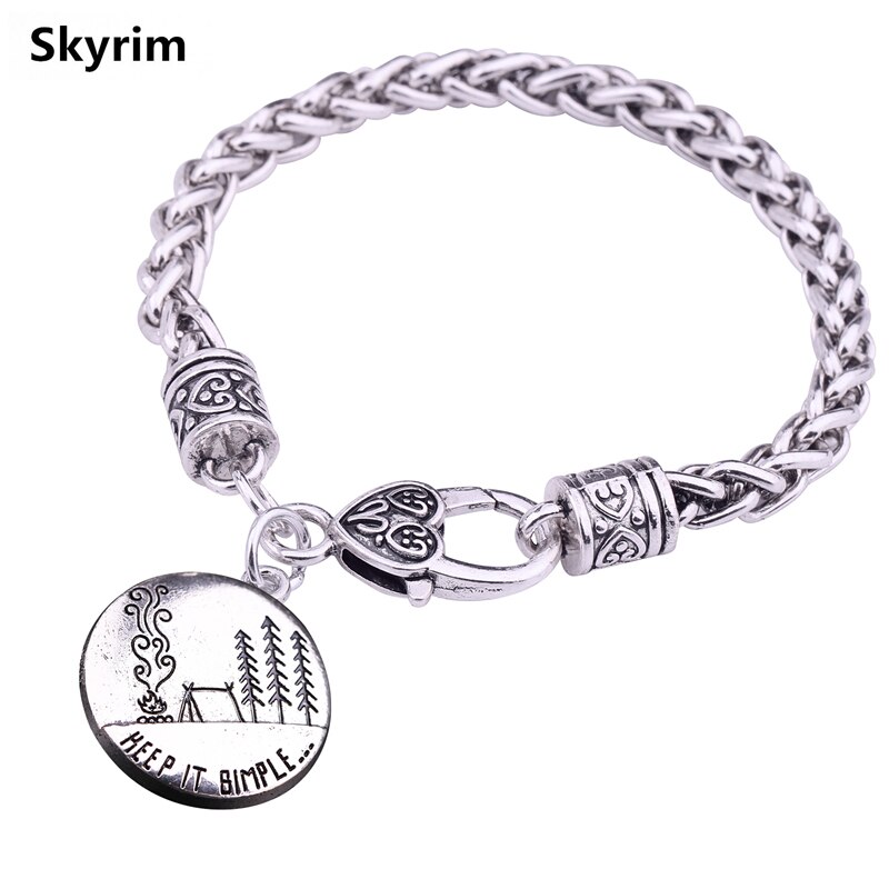Skyrim 캠핑 시리즈 밀 체인 팔찌 그것을 유지 두꺼운 링크 체인 패션 여성/남성 쥬얼리 선물과 간단한 진술 매력