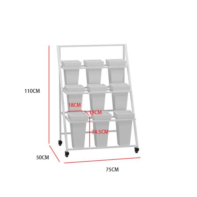 꽃집 꽃가게 전용 꽃다발 꽂이 대형 화대 이동식 전시대 다층 진열대 스탠드 걸이 디스플레이 3x3 화이트 선반에 화이트 사각 통