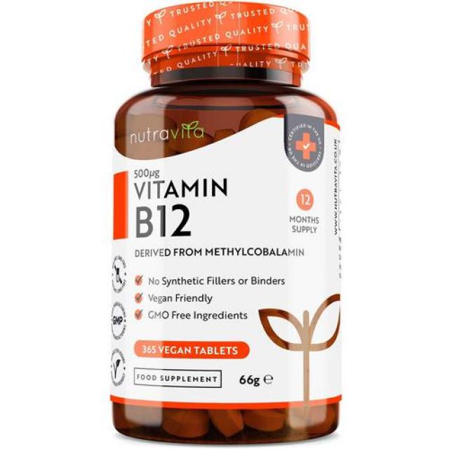 비타민B 고함량 활성비타민B 콤플렉스 비타민 B12 30 비건 1개월분 u2013 Methylcobalamin 500mcg 피로와 피로 에 기여 영국 만든 Nutravita