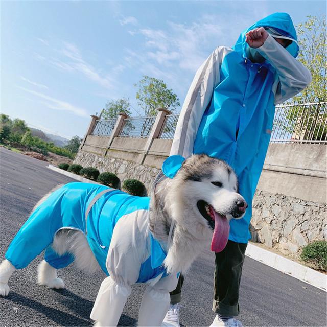 주인반려견 커플룩 Miflame Cosplay 공룡 대형 개 비옷 매칭 소유자 세트 Labrador Satsuma 방수 옷 가족, 01 A_07 5XL-Pet Clothes