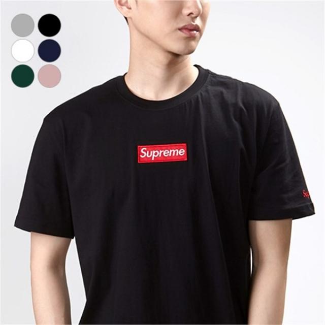 Supreme 슈프림정품 레드자수 패치 반팔티셔츠