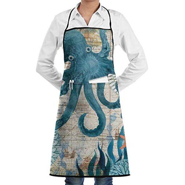 YongColer Crafting Salon Holidays 주방 앞치마 넓은 포켓 방수 패션 앞치마 소년 소녀-복고풍 문어 아트 앞치마와 넓은 포켓 웨이터 안주인 앞치마, 해시기ckse68 도 20. 5x28. 3 _레트로 롤러 스케이트