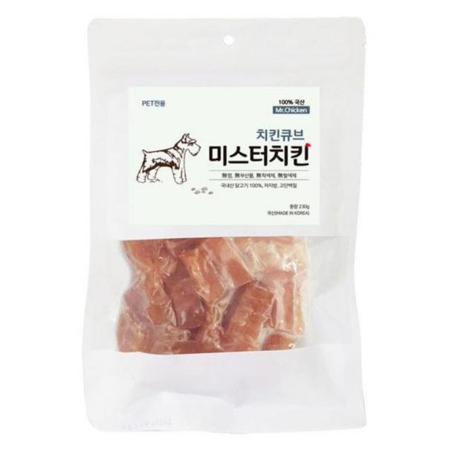 Basket7 국내산 닭고기 치킨큐브 230g 애견간식 애견용품 별식, 1개