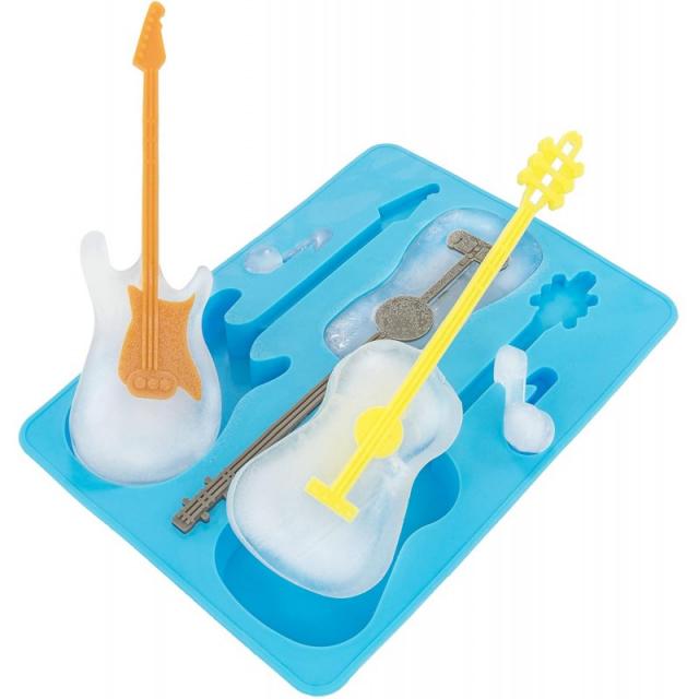 영국직배송 상당히 이상한 참신 어쿠스틱/일렉트릭 기타 아이스 큐브 트레이 금형 교반기 포함 블루 참신 개그 선물, 단일옵션