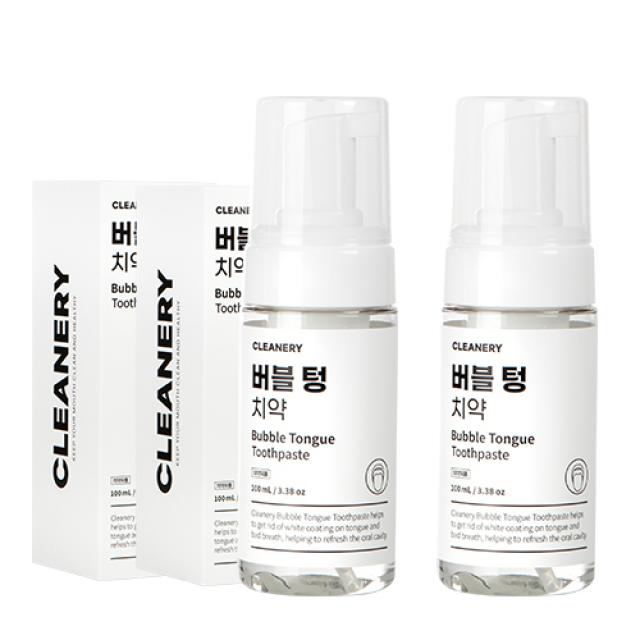 클리너리 혓바닥 백태 세균 제거 버블 텅 치약, 2개, 100ml