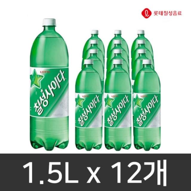 사이다는 역시!! 칠성 사이다!! (190ml, 250ml, 500ml, 1.5L) 옵션선택!! 한박스 기차여행 가정용 회사 캠핑 소풍, 1박스, 1.5L