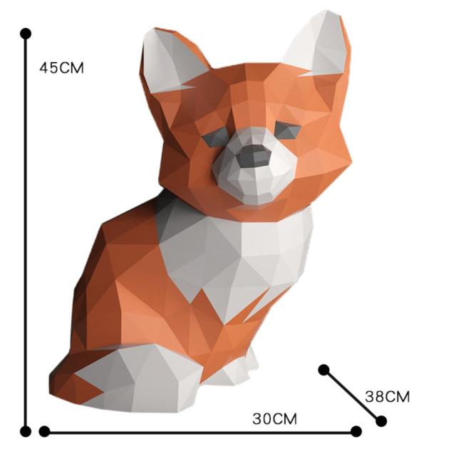 여우 페이퍼크래프트 키트 종이공예 DIY 벽면 부착장식 입체 3D 아이방꾸미기, 여우에게 억울함을 당하다.