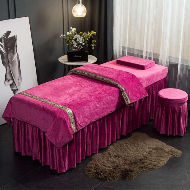 미용베드커버 뷰티 침대커버 4종 심플 솔리드 무지 미용원 마사지 물리 요법 미루다 머리를감다 전용 순면 2595085479, 60 *180 사각코 4종, 유러피안 융털 -다크 핑크 이불솜