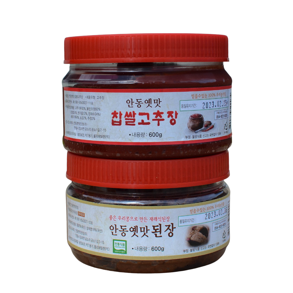 안동옛맛된장 재래식 전통된장 600g+찹쌀고추장600g