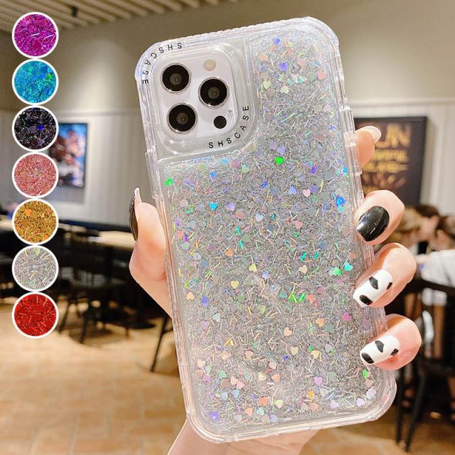 SUK 아이폰13 글리터 실리콘 내진 케이스 iPhone 12 Mini 11 Pro Max XR 8/7 Plus case 무게가 가볍다/내진성/안티 스크래치/안티 - 지문