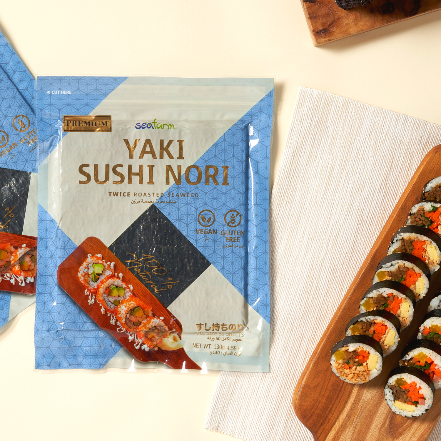 씨팜 김밥 김 두께가 다른 2.6g 2.8g 고급 스시 전문점 김밥 전문점 전용스시김 초밥김 미끼김 롤 군함용 노리 김 50매 130g / 140g, 50매 130gr